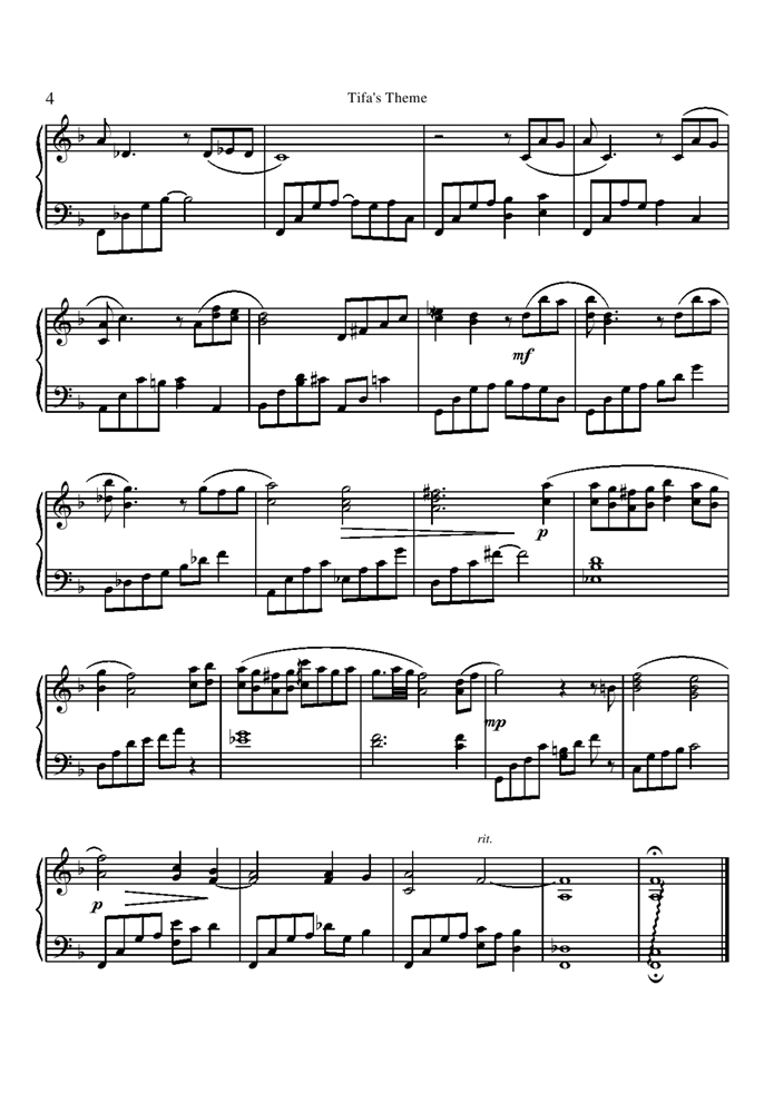 Tifa is Theme Piano Version钢琴曲谱（图4）