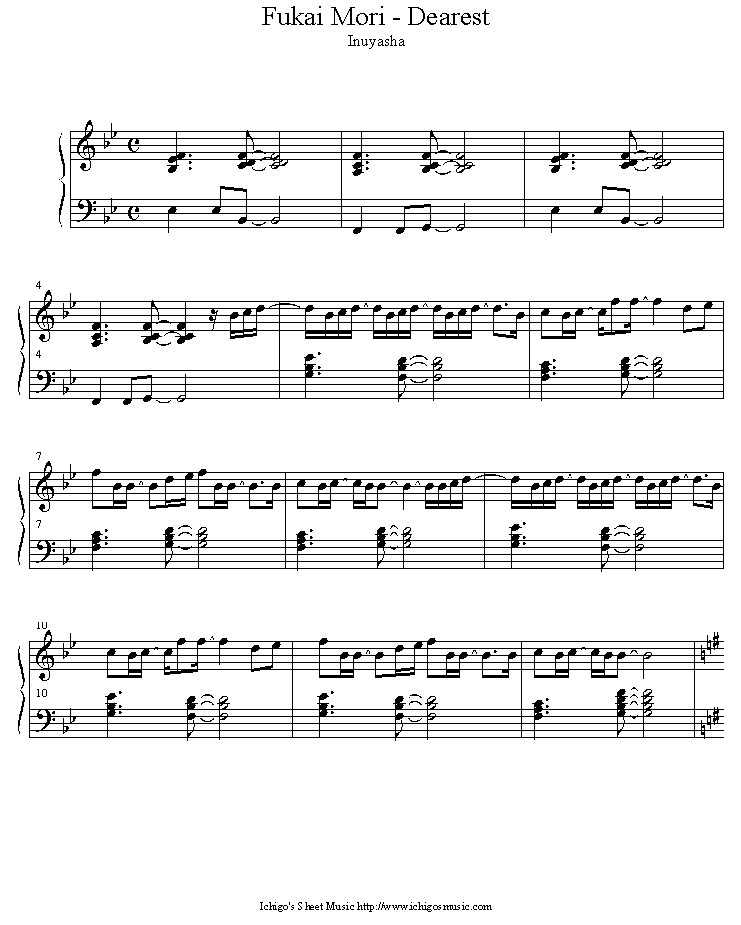 Fukai Mori dearest钢琴曲谱（图1）