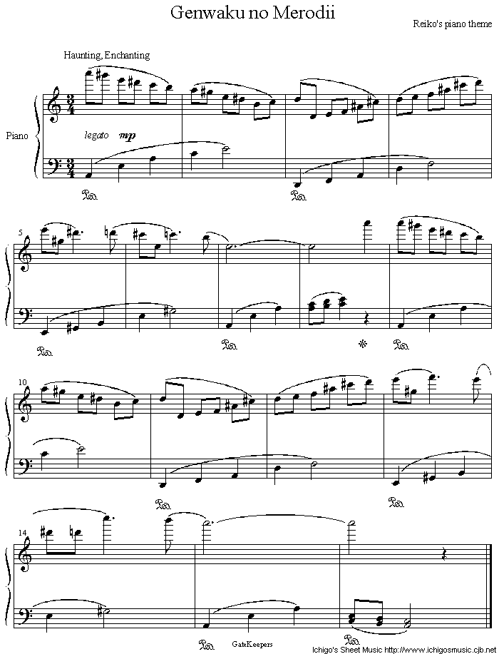 genwaku_no_merodii钢琴曲谱（图1）