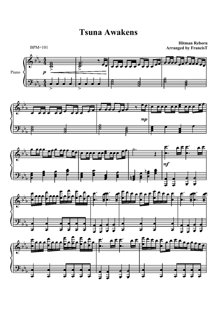Tsuna Awakens钢琴曲谱（图1）
