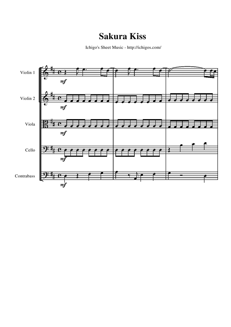 Sakura Kiss - string version钢琴曲谱（图1）