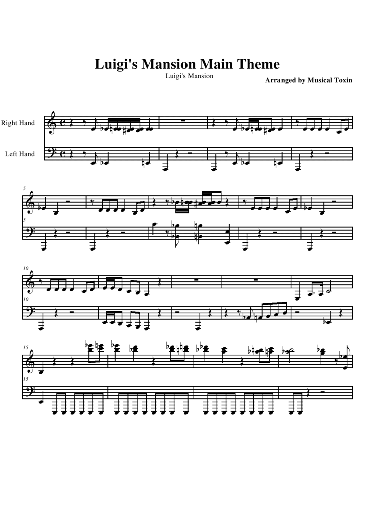 Luigis Mansion - Main Theme钢琴曲谱（图1）