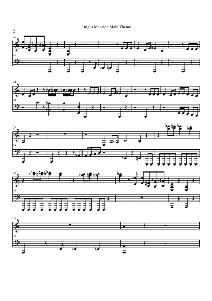 Luigis Mansion - Main Theme钢琴曲谱（图2）