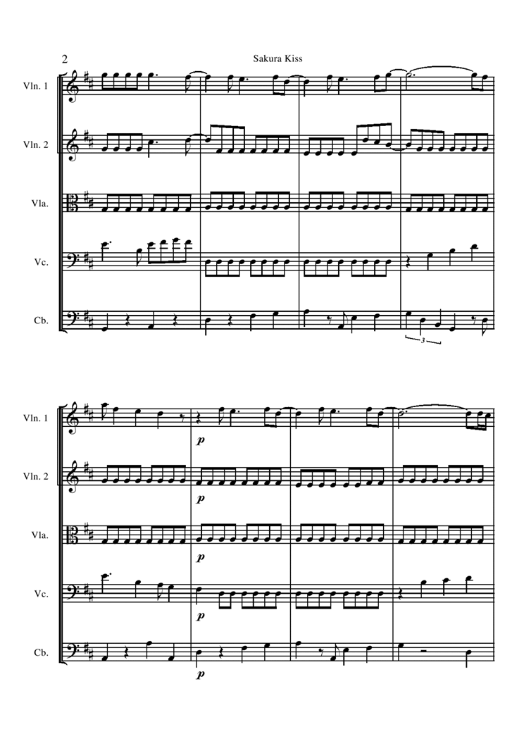 Sakura Kiss - string version钢琴曲谱（图2）
