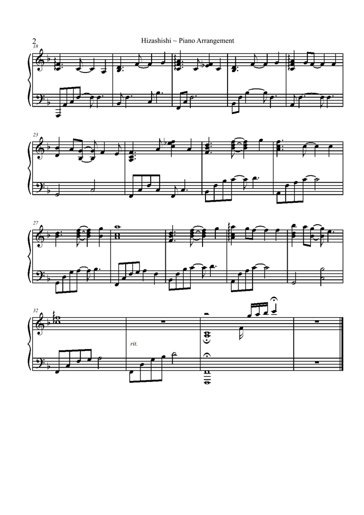 Hizashishi钢琴曲谱（图2）