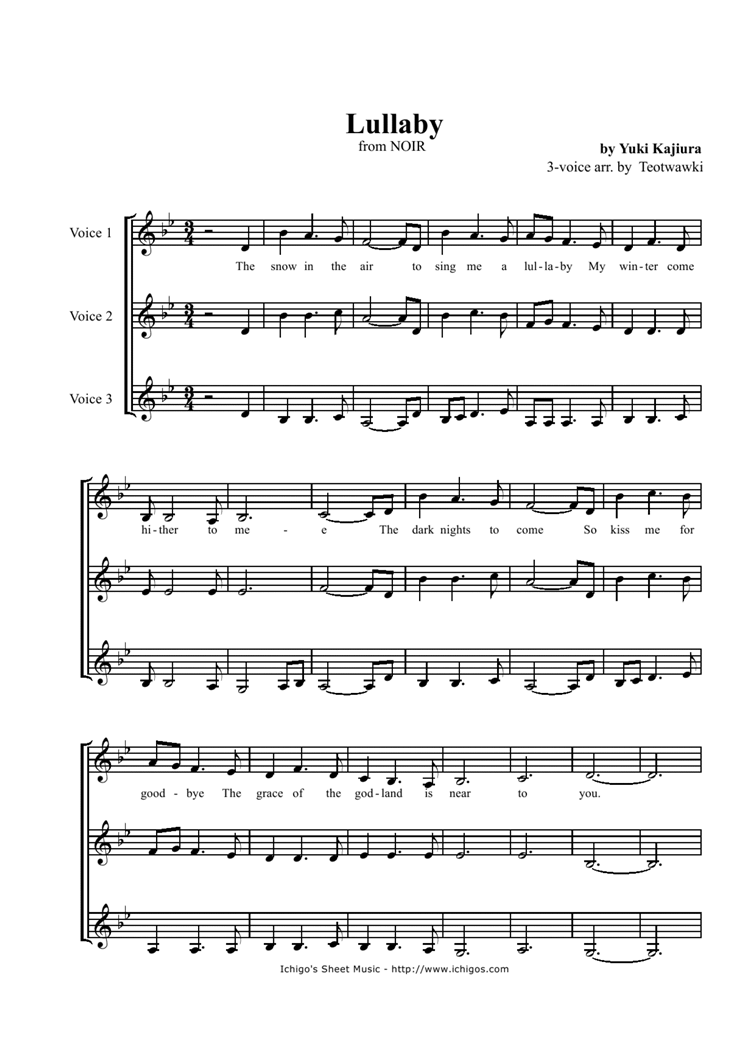 Lullaby钢琴曲谱（图1）