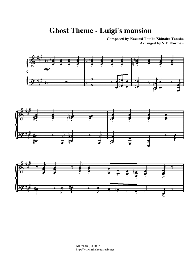 Ghost Theme钢琴曲谱（图1）