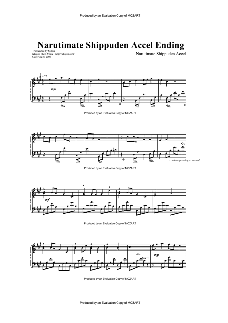Narutimate Shippuden Accel Ending (better version)钢琴曲谱（图1）