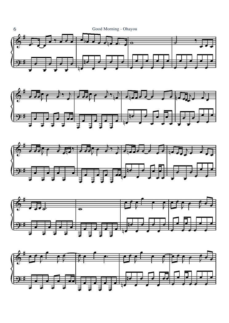 good morning ohayou钢琴曲谱（图6）