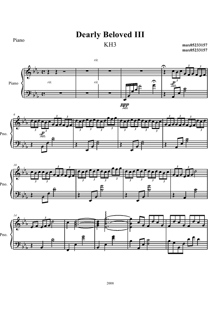Dearly Beloved III钢琴曲谱（图1）