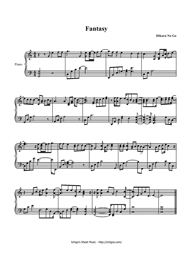Fantasy钢琴曲谱（图1）
