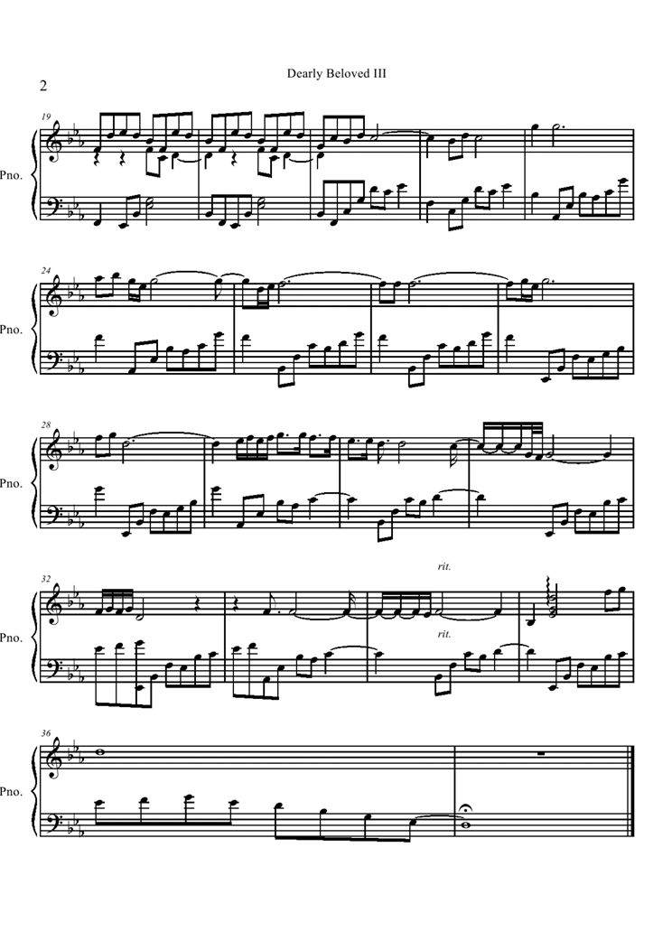 Dearly Beloved III钢琴曲谱（图2）