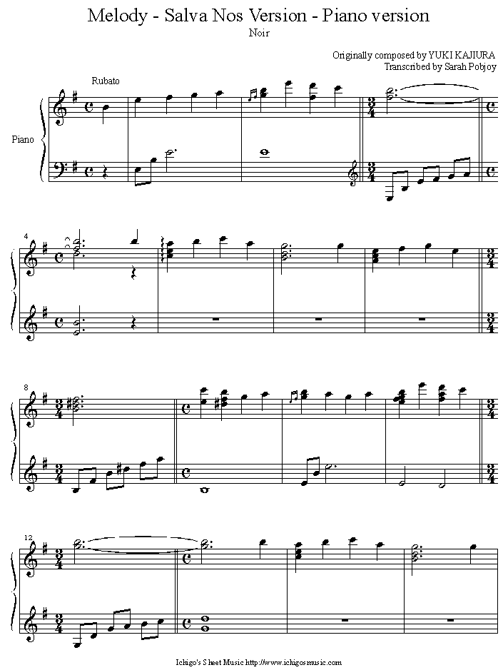 melody_salva_nos_version_piano_version钢琴曲谱（图1）