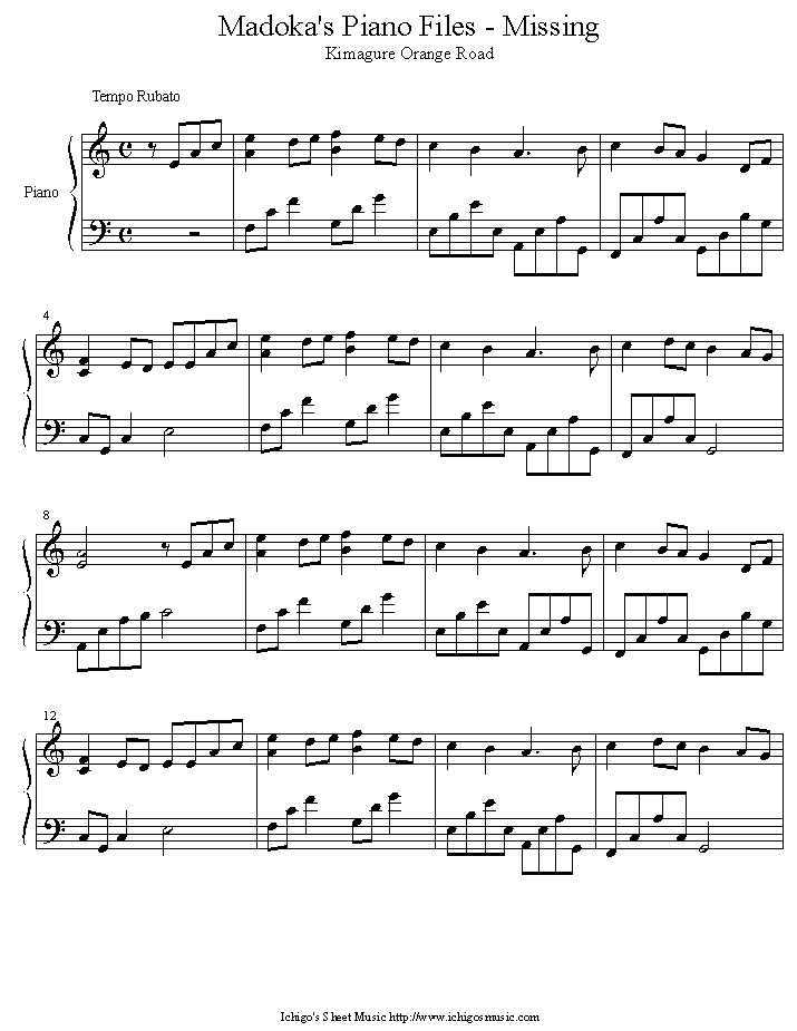 missing钢琴曲谱（图1）