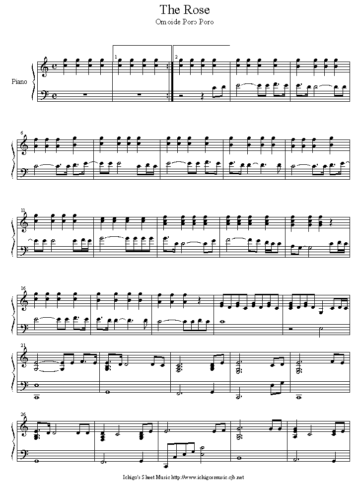 the_rose钢琴曲谱（图1）