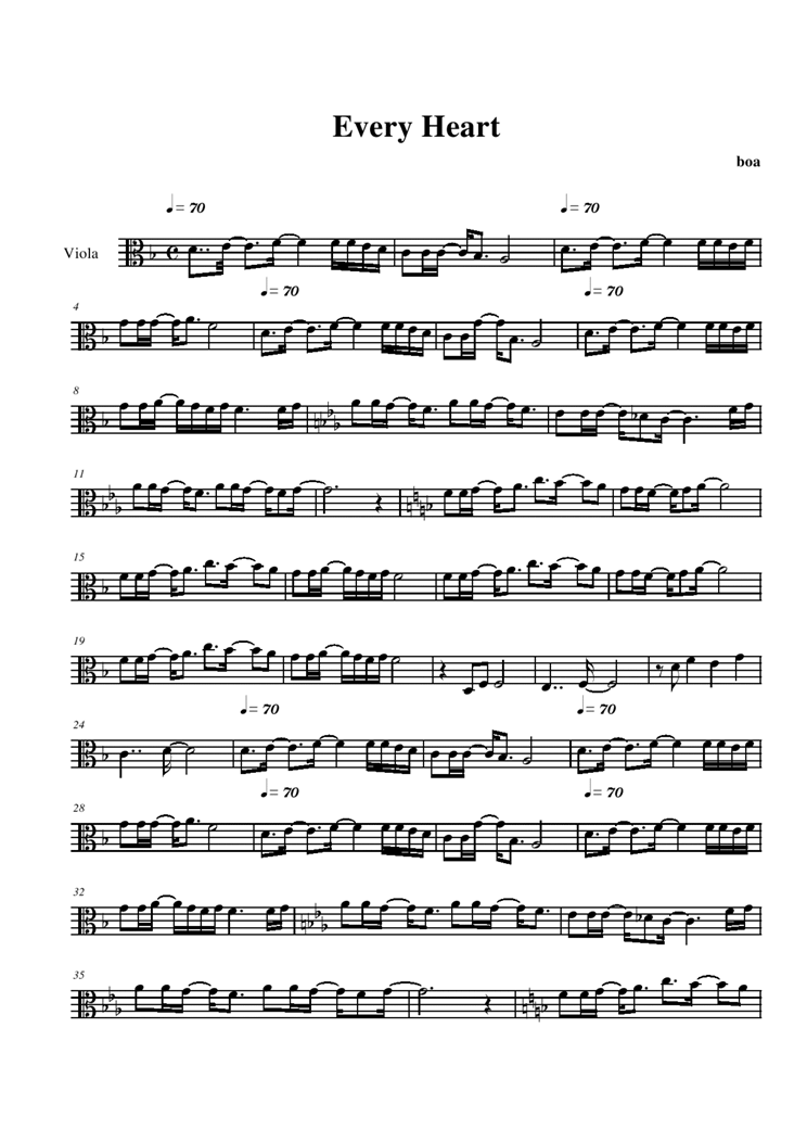 Every Heart  viola钢琴曲谱（图1）