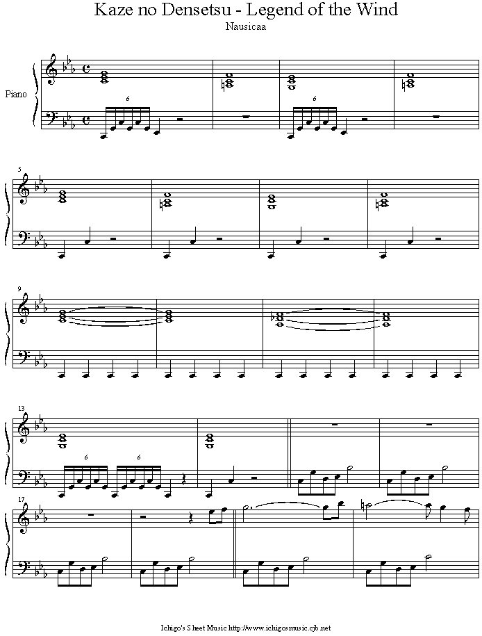 legend of the wind钢琴曲谱（图1）