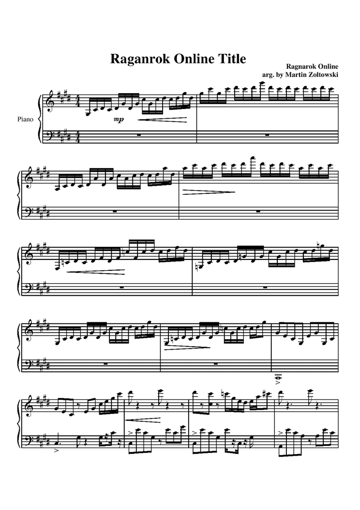 raganrok onlin title钢琴曲谱（图1）