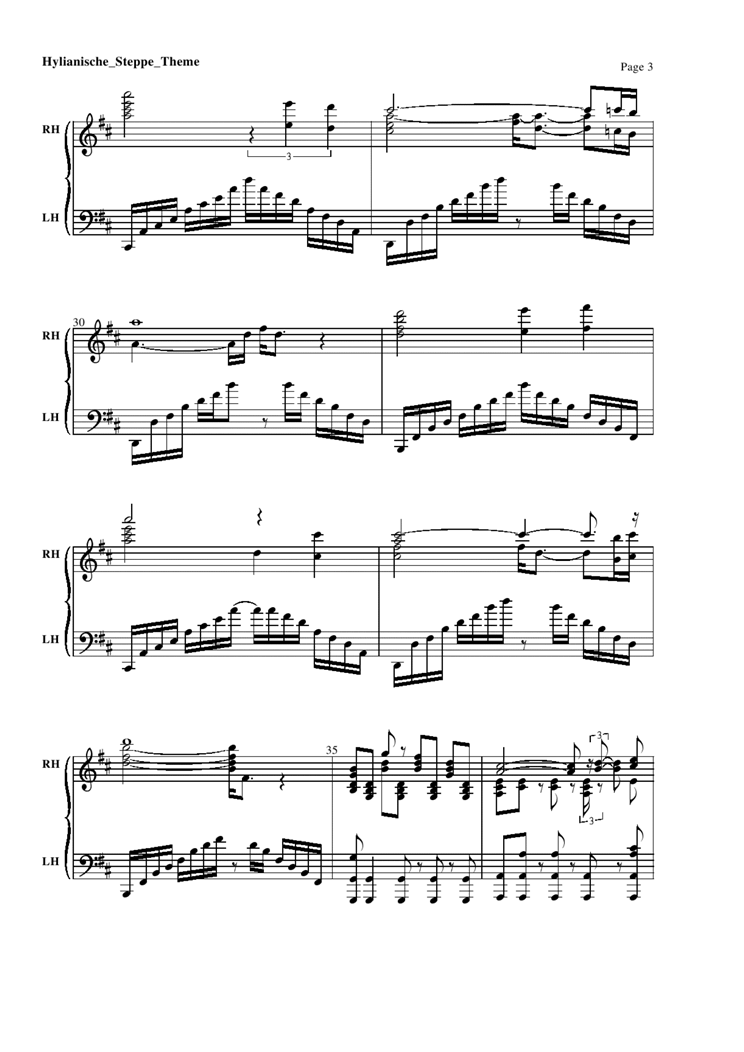 Hylianische Steppe Theme钢琴曲谱（图3）