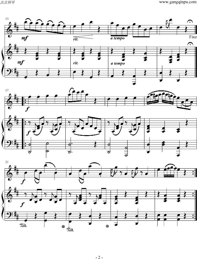 加沃特舞曲  小提琴+钢琴谱钢琴曲谱（图2）