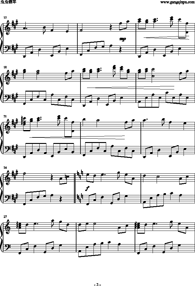 风居住的街道（A调转C调版）钢琴曲谱（图2）