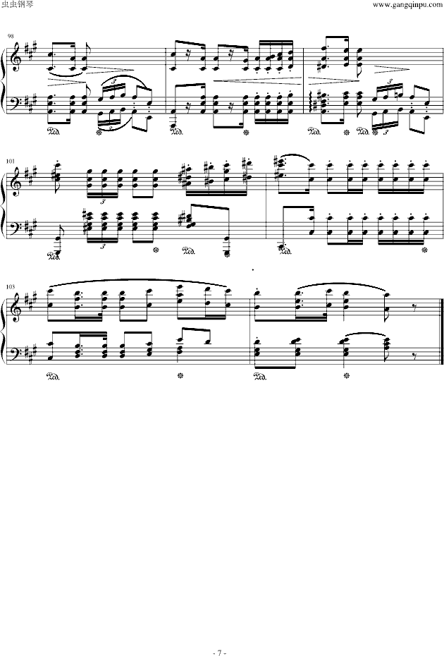 波兰军队舞曲-Op.40 No.1钢琴曲谱（图7）