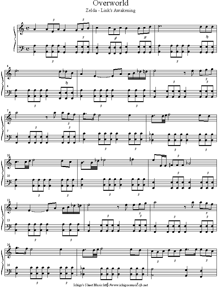 Overworld钢琴曲谱（图1）