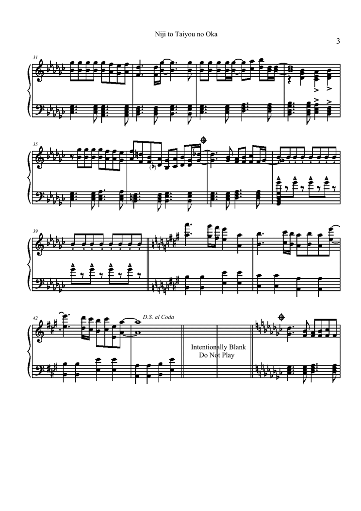 Niji to Taiyou no Oka钢琴曲谱（图3）