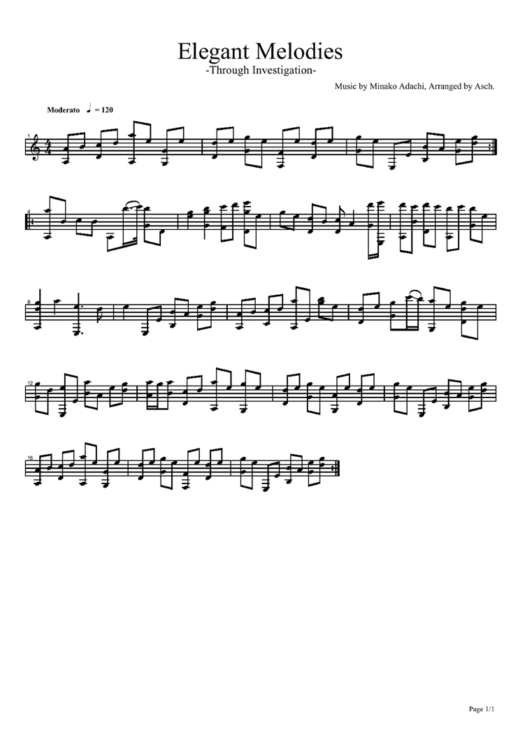Elegant Melodies钢琴曲谱（图1）