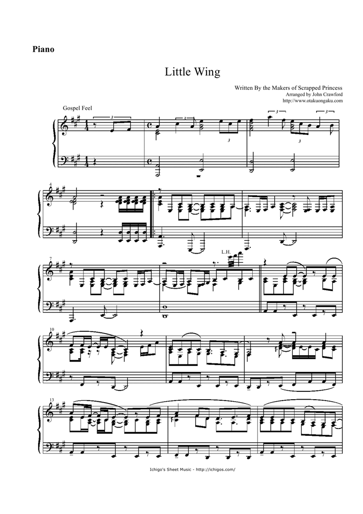 Little Wing钢琴曲谱（图1）