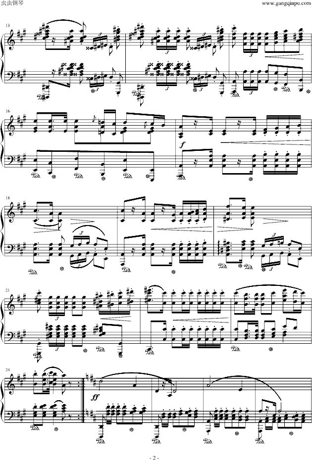 波兰军队舞曲-Op.40 No.1钢琴曲谱（图2）