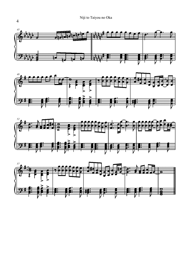 Niji to Taiyou no Oka钢琴曲谱（图4）