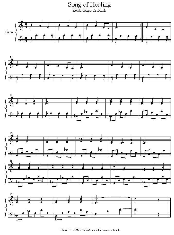 Song of healing钢琴曲谱（图1）