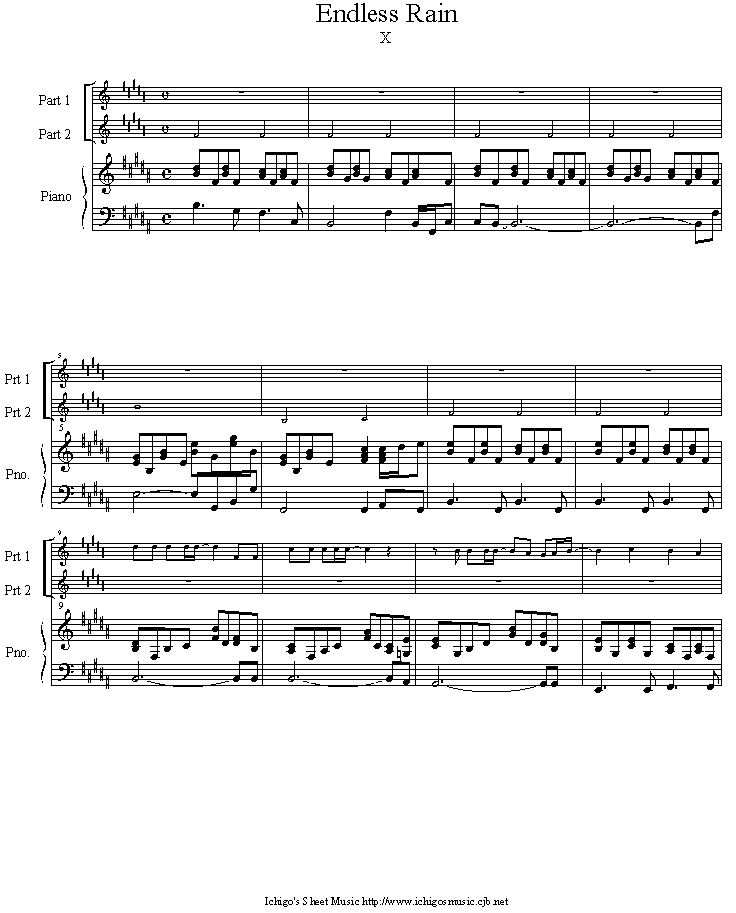 endless_rain钢琴曲谱（图1）