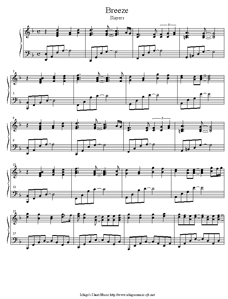 breeze钢琴曲谱（图1）