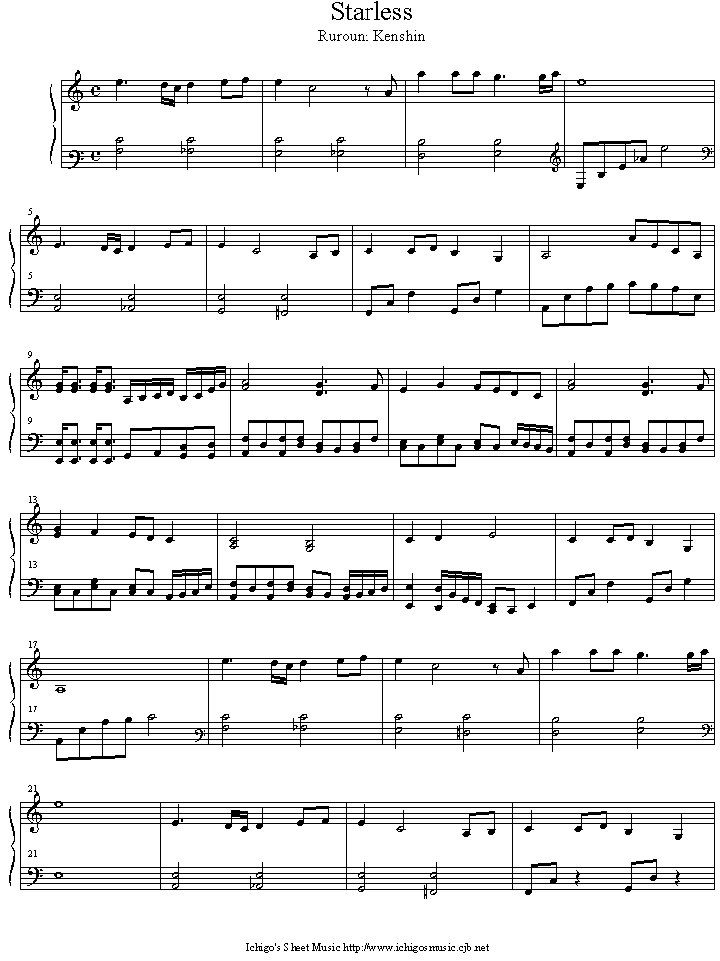 starless钢琴曲谱（图1）
