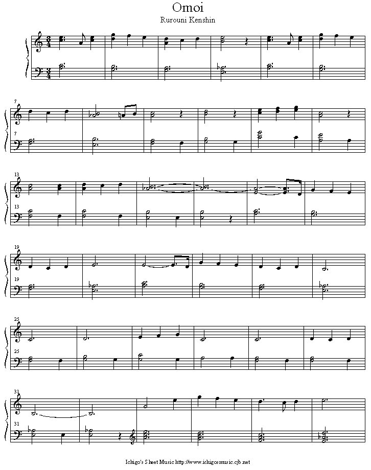 omoi钢琴曲谱（图1）