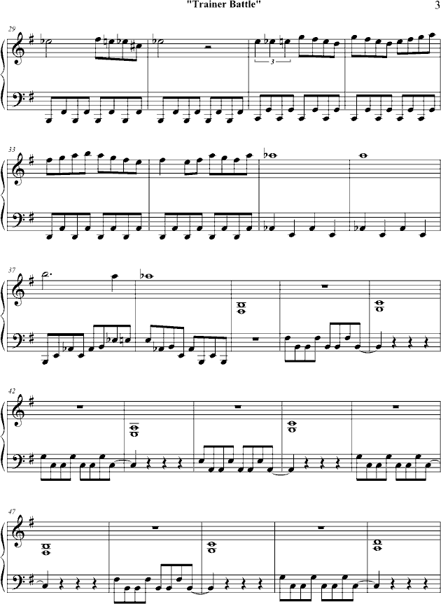 口袋妖怪 战斗钢琴曲谱（图3）