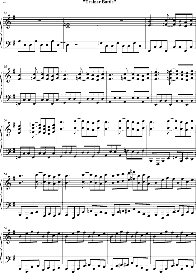 口袋妖怪 战斗钢琴曲谱（图4）