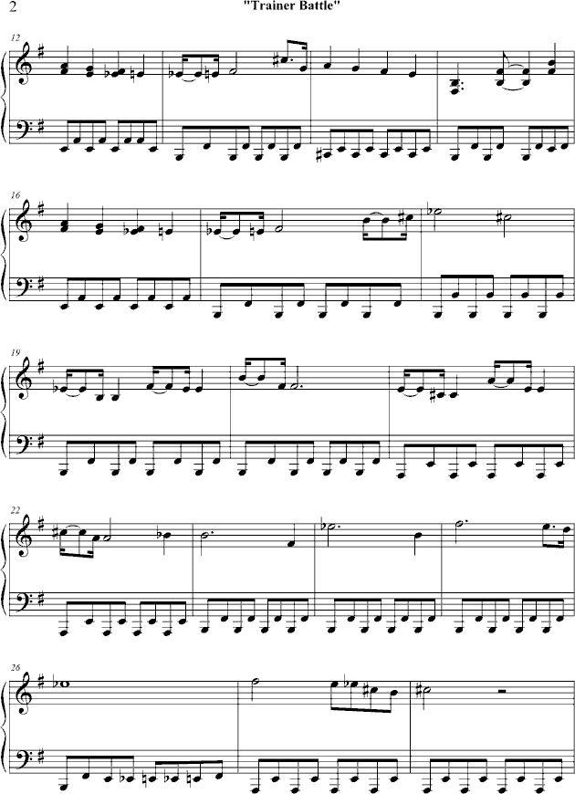 口袋妖怪 战斗钢琴曲谱（图2）