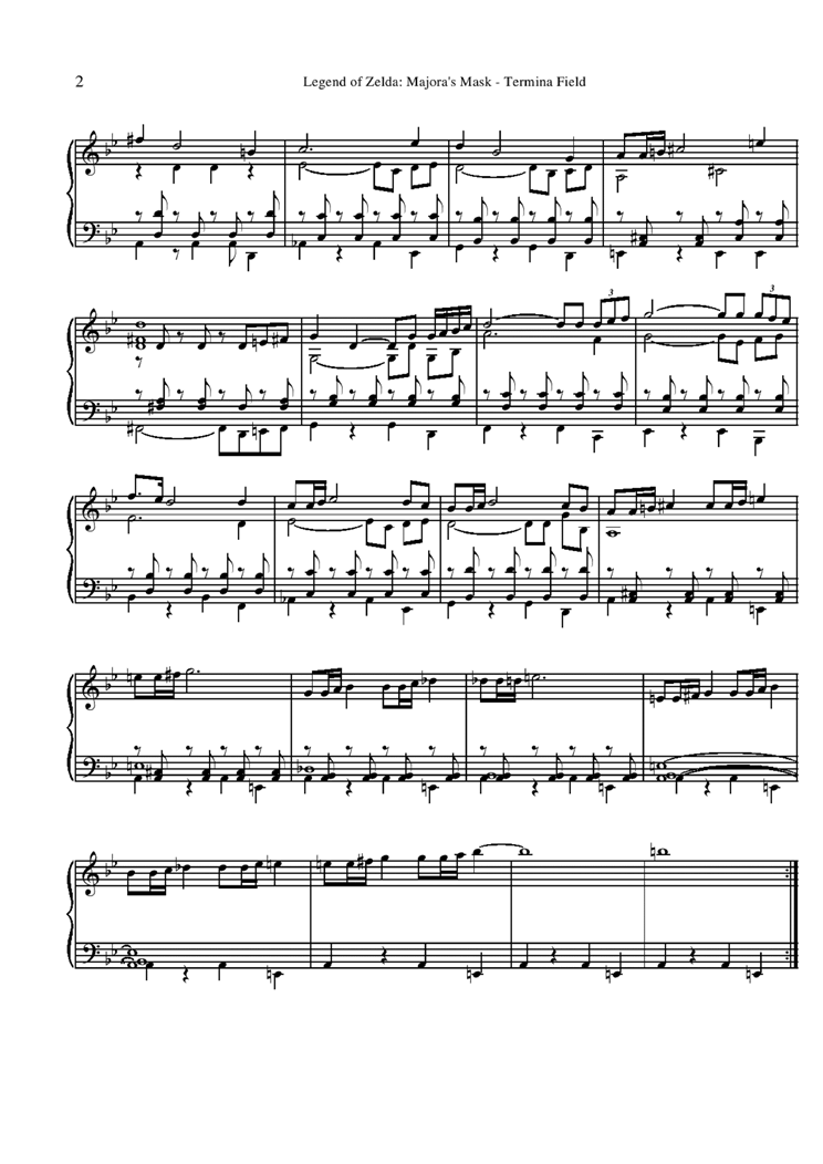 Zelda - Majora - Termina Field钢琴曲谱（图2）