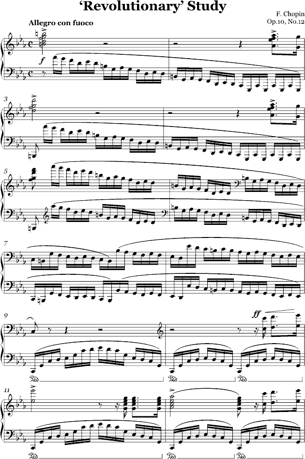 肖邦练习曲Op.10, No.12钢琴曲谱（图1）