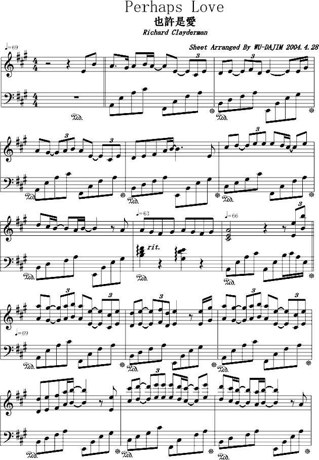 perhaps love钢琴曲谱（图1）