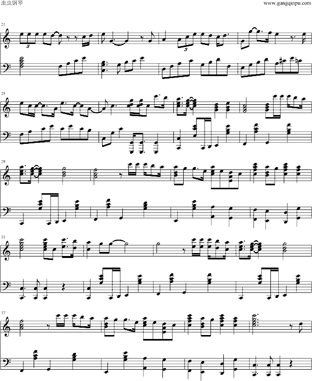 冬季恋歌钢琴曲谱（图2）