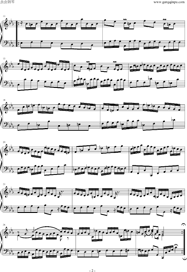 c小调前奏曲与赋格（第二册）钢琴曲谱（图2）