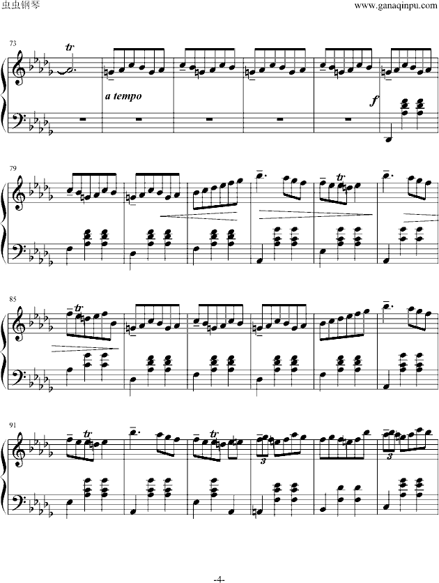 降D大调华丽圆舞曲钢琴曲谱（图4）