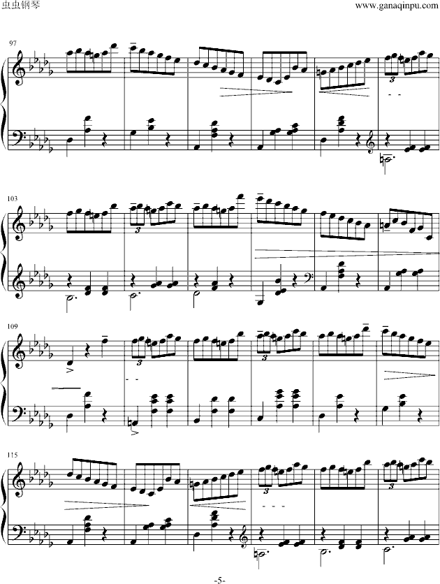 降D大调华丽圆舞曲钢琴曲谱（图5）