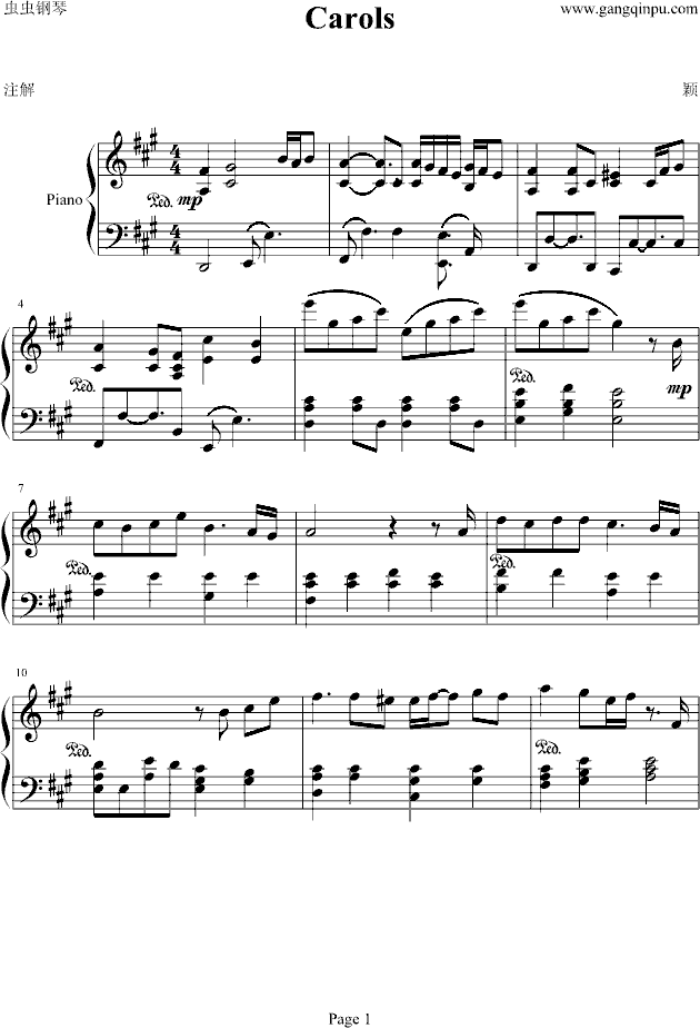 carols钢琴曲谱（图1）