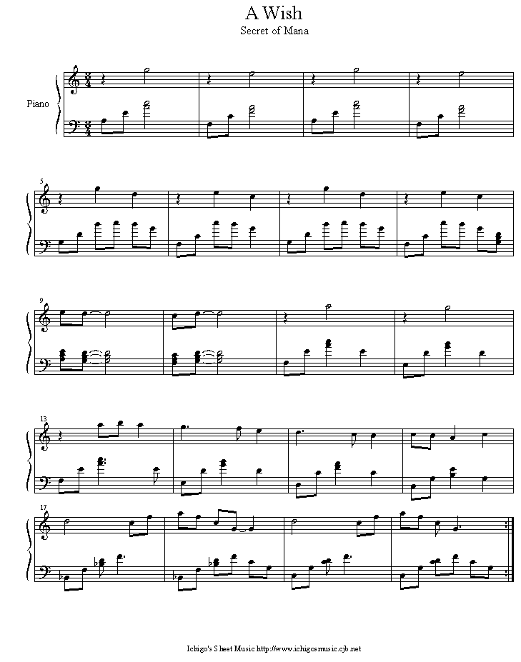 A Wish钢琴曲谱（图1）