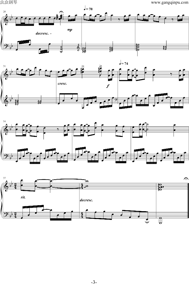 千年之恋钢琴曲谱（图3）